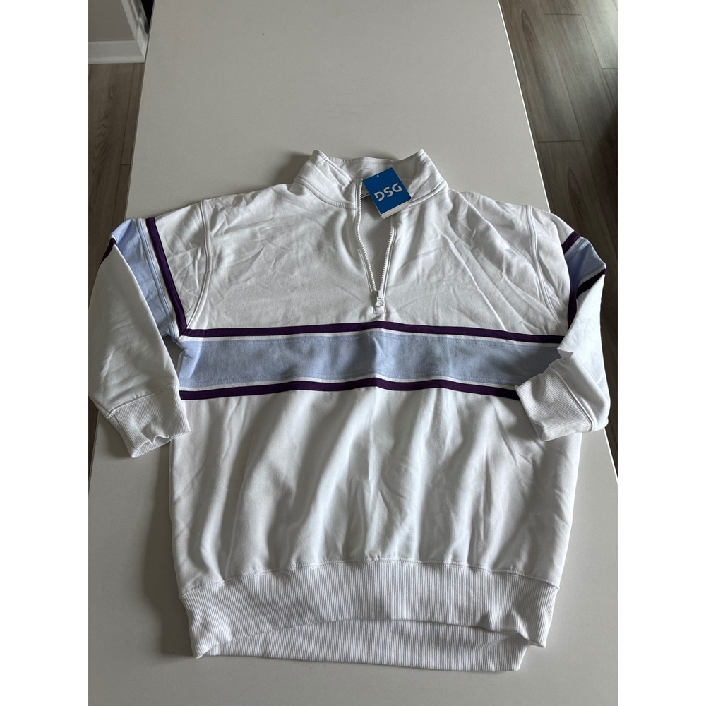 DSG Girls So Soft Half Zip‎ Pullover Sweatshirt White Purple Blue XL NWT
